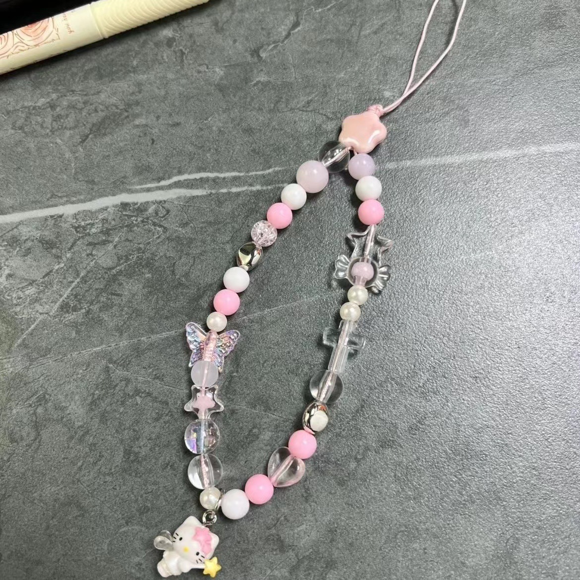 小天使心串珠手机链包包挂饰挂件