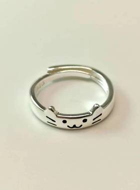 猫狗日记戒指女小猫情侣对戒小众设计感开口可调节食指戒