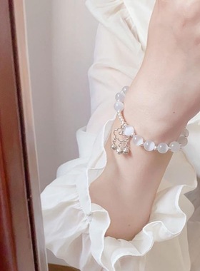 清冷感甜美祥云锁月光手链小众设计手串学生闺蜜超仙温柔手饰玻璃