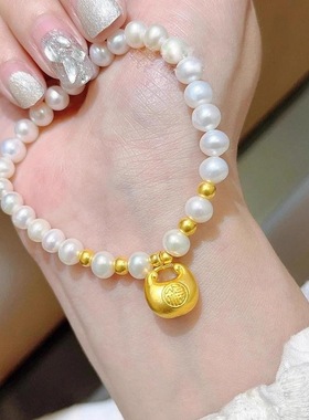 新款珍珠小胖福手链女甜美简约