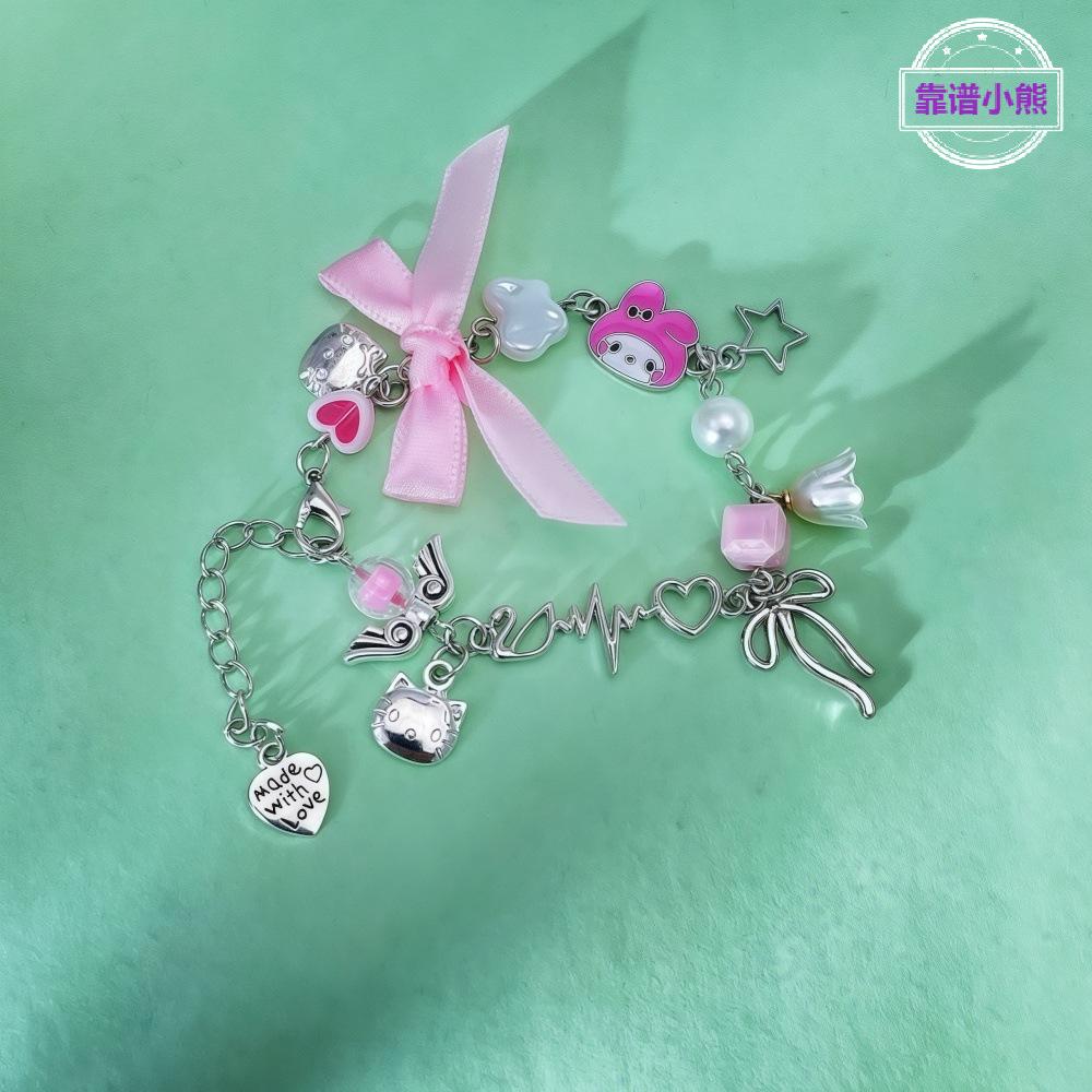 甜美结卡通猫手链女可爱星星仿珍珠饰品情人节送女友礼物