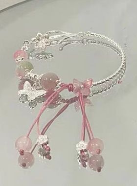 中式古风粉色手链高颜值设计