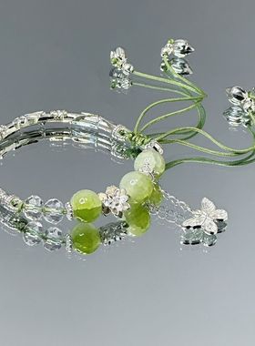 中式古风绿色竹节串珠清冷手链复古手饰手串小众设计高级