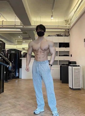 UTS运动卫裤 灰色卫裤直筒打坎裤秋冬季宽松坠感高街显腿长美式