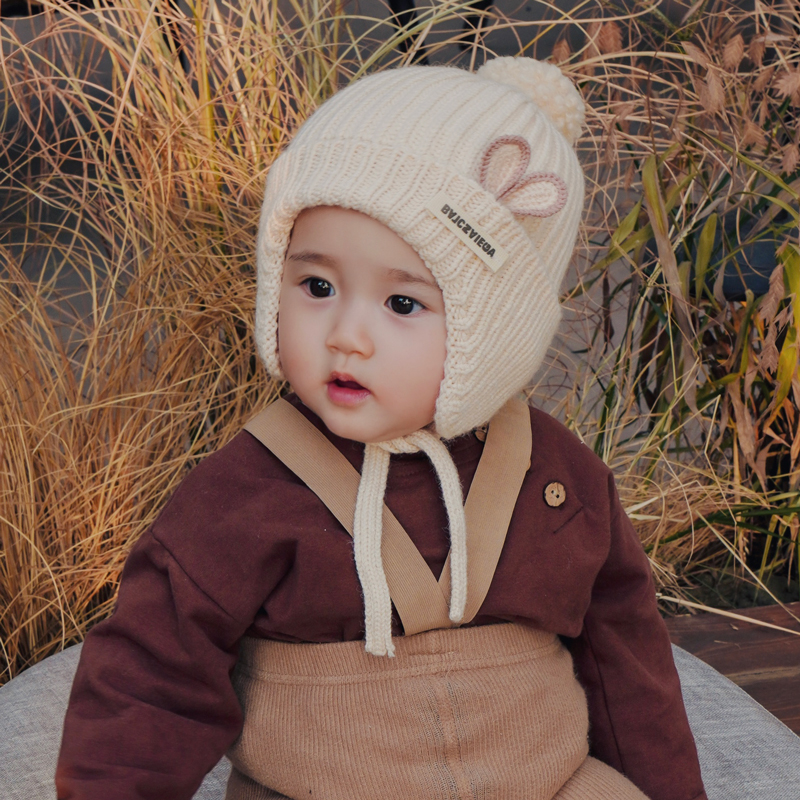 宝宝帽子可爱护耳套头帽秋冬