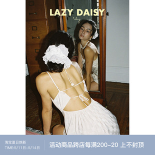 Lily法式 格纹缎⾯细吊带裙无袖 Daisy睡裙 Lazy 性感露背睡衣裙女