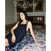 Lazy 条纹蝴蝶结花朵肩带刺绣吊带睡裙女可外穿 法式 Daisy Jeanne