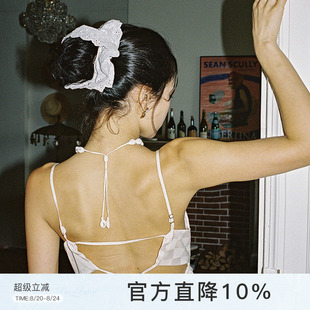 性感露背睡衣裙女 Lazy Daisy睡裙 Lily法式 格纹缎面细吊带裙无袖