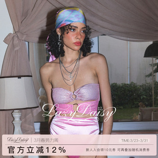 Yasmine系列粉细闪连体泳衣女绑带比基尼性感度假泳装 Lazy Daisy