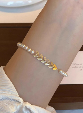 月桂叶女神珍珠手链小众设计