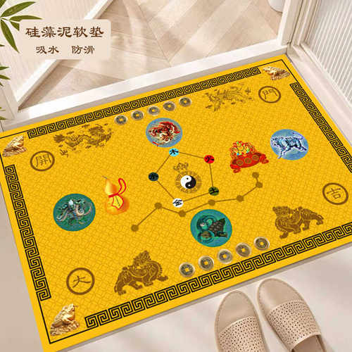 五帝钱七星地垫五行硅藻泥葫芦纳福开运门垫聚宝盆招财进宝脚垫