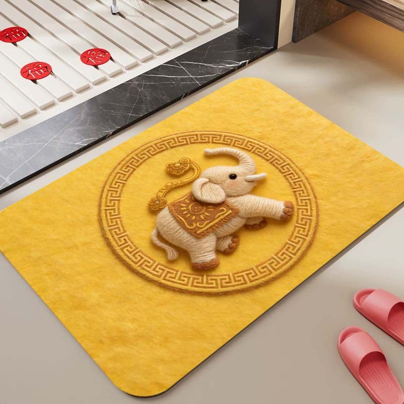 吉象如意入户门垫招财纳福玄关地垫新中式5D立体毛绒进门防滑脚垫,居家布艺,入户地垫,淘宝优惠券,粉丝福利购,淘宝优惠卷