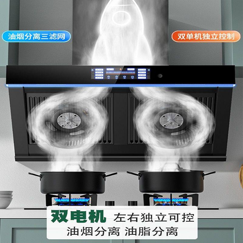 路易好太太双电机抽油烟机厨房家用油烟分离侧吸式大吸力自动清洗