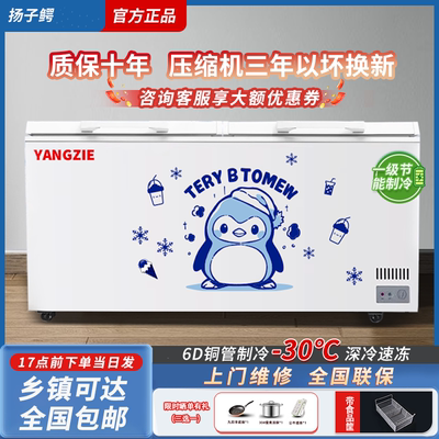 扬子鳄冰柜商用冷冻柜家用冷藏冷冻两用保鲜双温卧式大容量冰箱