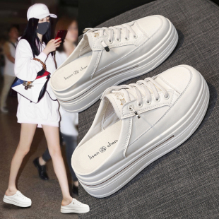 试衣鞋 替换鞋 女服装 女夏外穿2025新款 一脚蹬 店厚底包头半拖鞋 女装