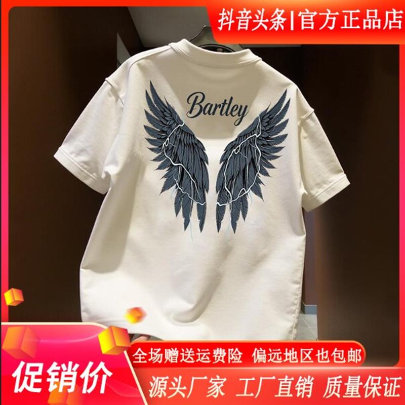 枫善服饰夏季重磅潮牌印花短袖T恤男宽松冰丝凉感速干潮流居家服