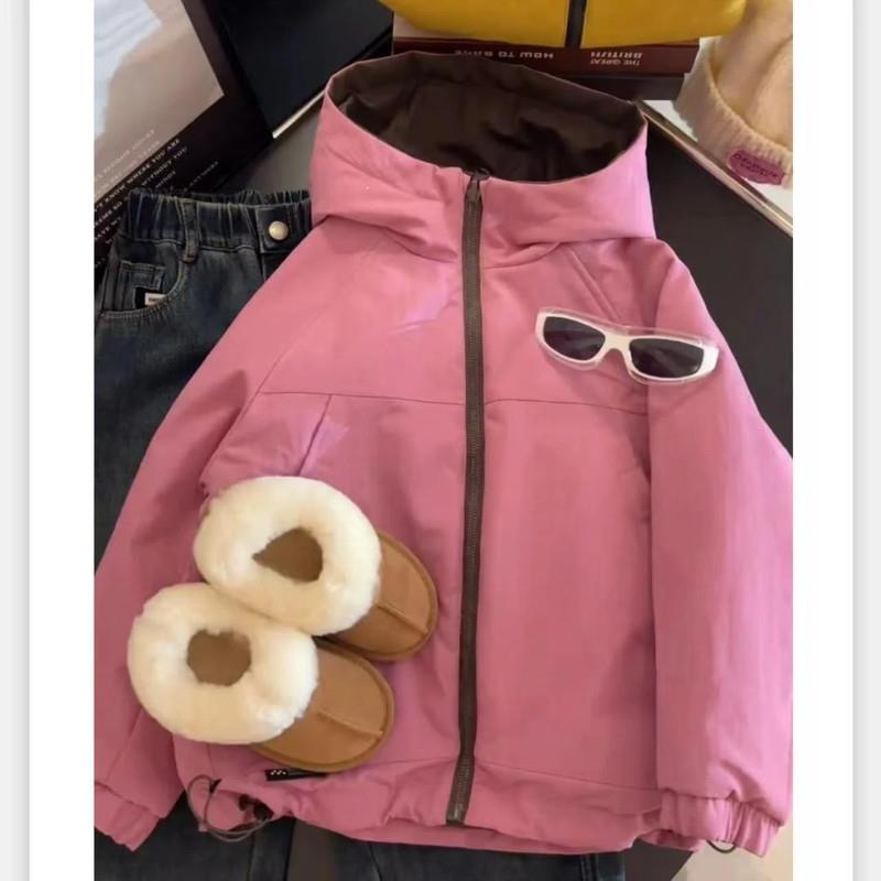 One云悦甄选小软壳冬女童中大童加厚s双面穿防风御寒穿冲锋衣外套