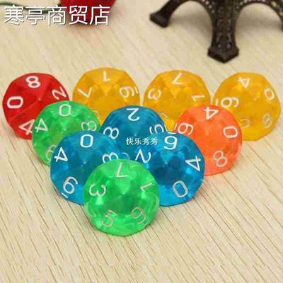 10pcs Transparent 10 Dice Die 10 Sided Gem Dice Set Multicol