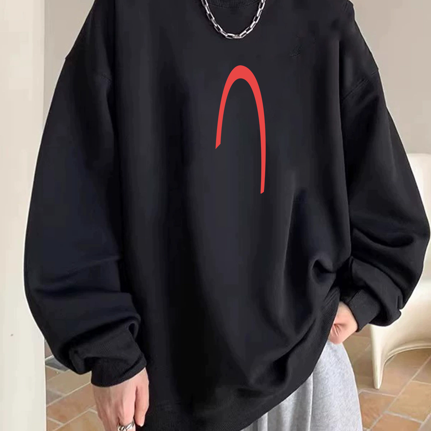 美式复古黑色无帽卫衣男士2025新款潮流高级感情侣装早秋外套上衣