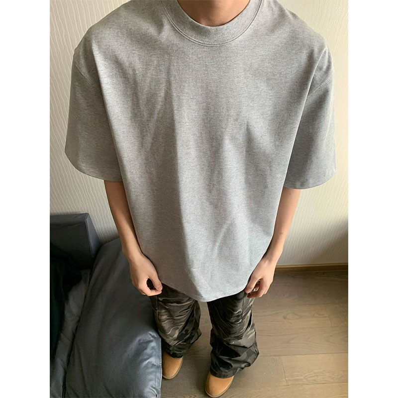 夏季纯棉痞帅高级感灰色上衣