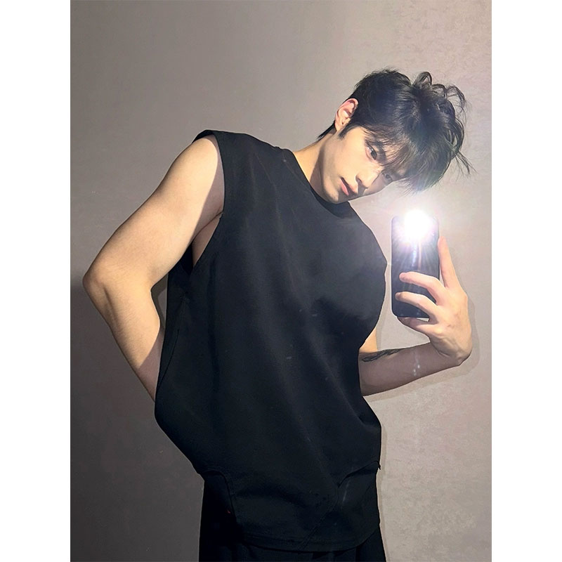 美式黑色高级感男士坎肩背心