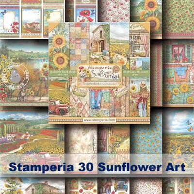 Stamperia30-大尺寸junkjournal向日葵Sunflower复古素材自制纸本