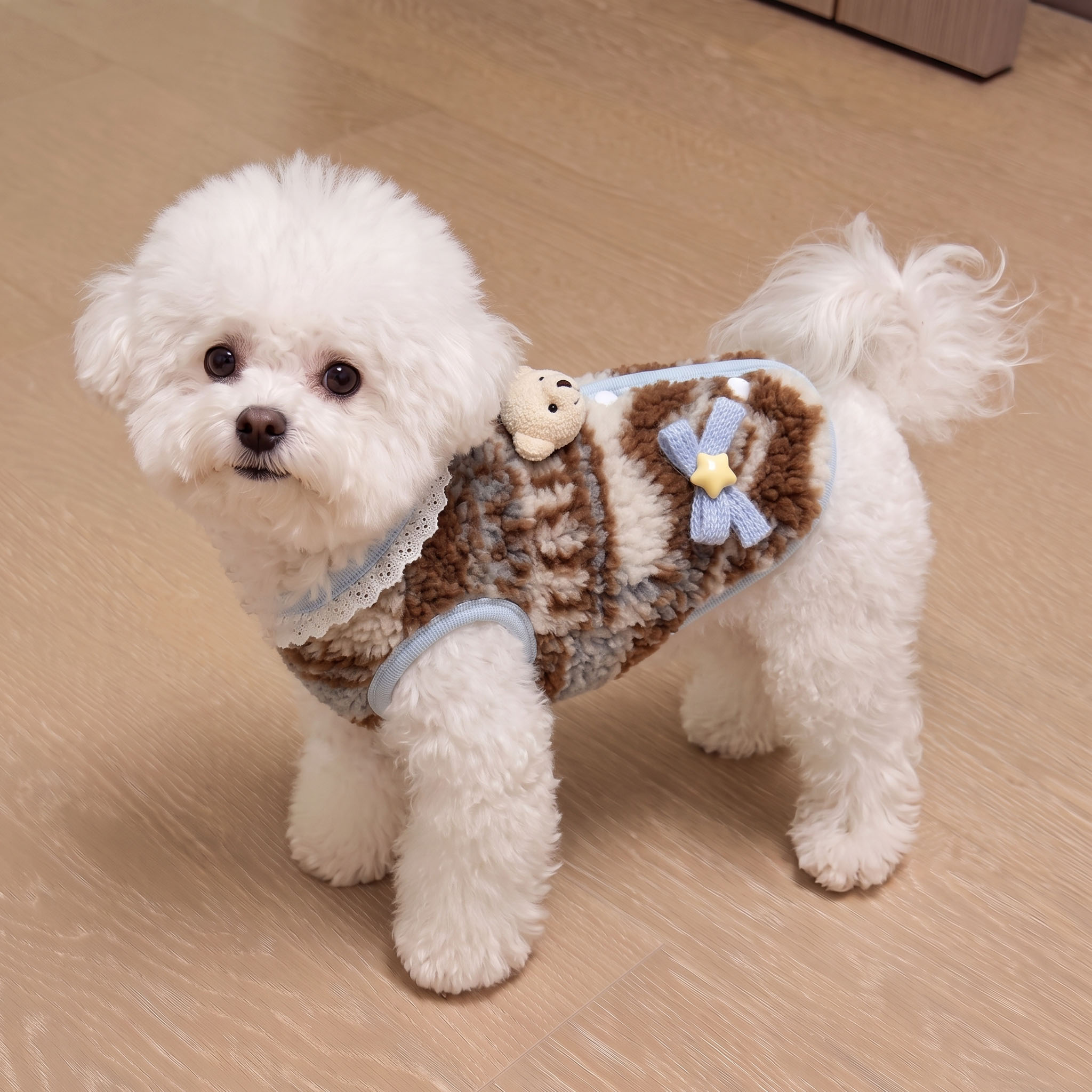 狗狗衣服可爱小熊保暖马甲秋冬加绒加厚小狗泰迪比熊幼犬宠物背心