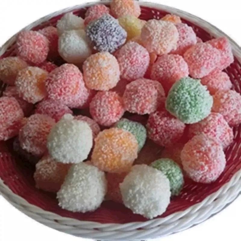 彩球彩虹糖米花糖果穿串冰糖葫芦爆米花彩色球膨化小零食散装食品