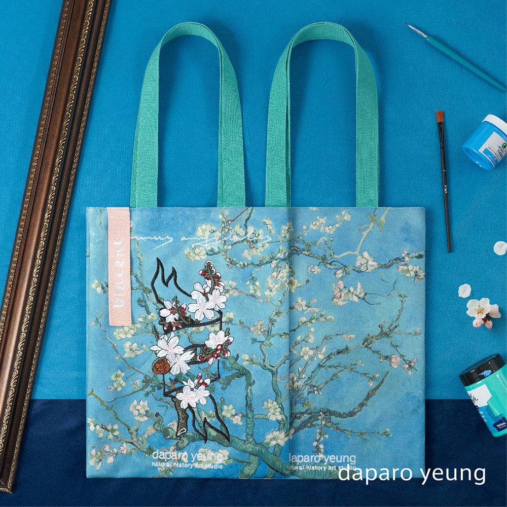 daparo yeung达普罗杏花梵高手绘油画文创背包帆布包托特包女百搭,节庆用品/礼品,文化创意包/袋,淘宝优惠券,粉丝福利购,淘宝优惠卷