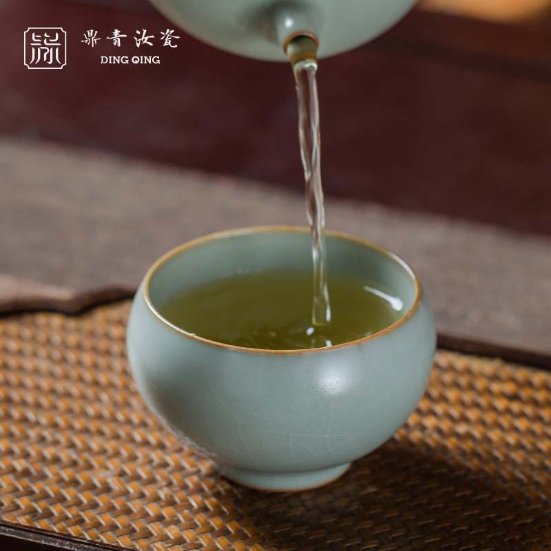色釉茶杯问鼎开片复古瓷中式