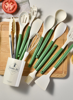 彩色塑料手柄硅胶厨具11件套装 silicone kitchen utensils set