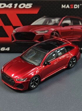 麦思迪1/64奥迪RS6红色合金车仿真汽车模型儿童玩具车模男孩收藏