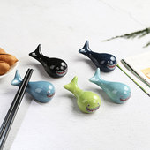 萌趣鲨鱼陶瓷筷子架家用筷托ins风个性 海洋风餐桌小摆件餐具配件