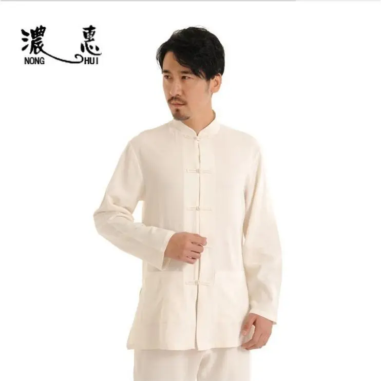 亚麻棉麻男装大码中禅修居士服