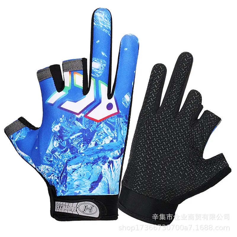 露三指钓鱼手套防滑防晒夏季薄