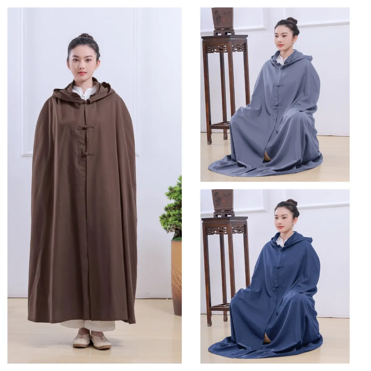 直销打坐披风禅修斗篷棉麻居士服