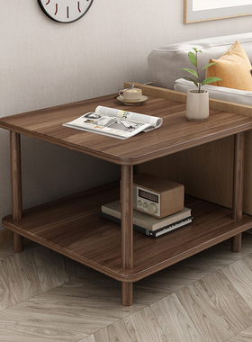 实木腿小桌子沙发边几客厅家用茶几置物架小户型方桌鱼缸打印机架