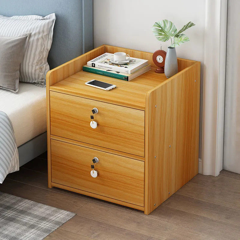 带锁床头柜简约现代置物架卧室床边小柜子迷你小型家用收纳储物柜