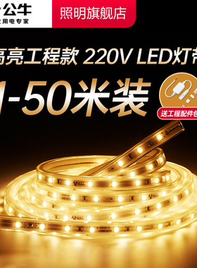 公牛led灯条220V柔性灯带客厅吊顶窗帘电视氛围线形灯嵌入式灯槽