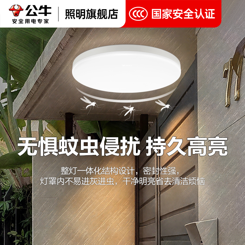 公牛户外屋檐三防吸顶灯