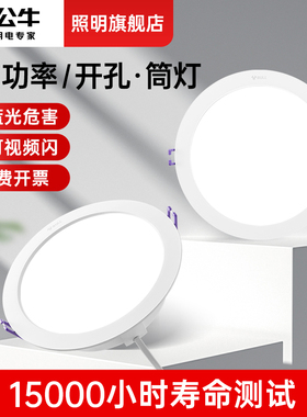 公牛筒灯店铺商用大功率12瓦大尺寸吊顶天花灯2026新款超薄无主灯