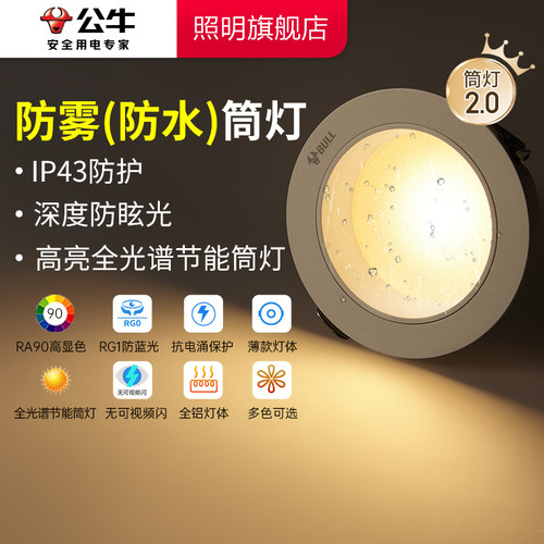 公牛防雾防水厨房卫生间吊顶筒灯