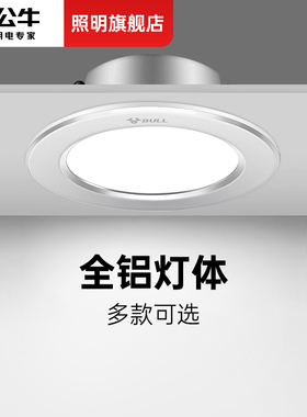 公牛筒灯嵌入式75mm家用简灯孔灯天花板桶灯led桶灯洞灯铜灯4寸