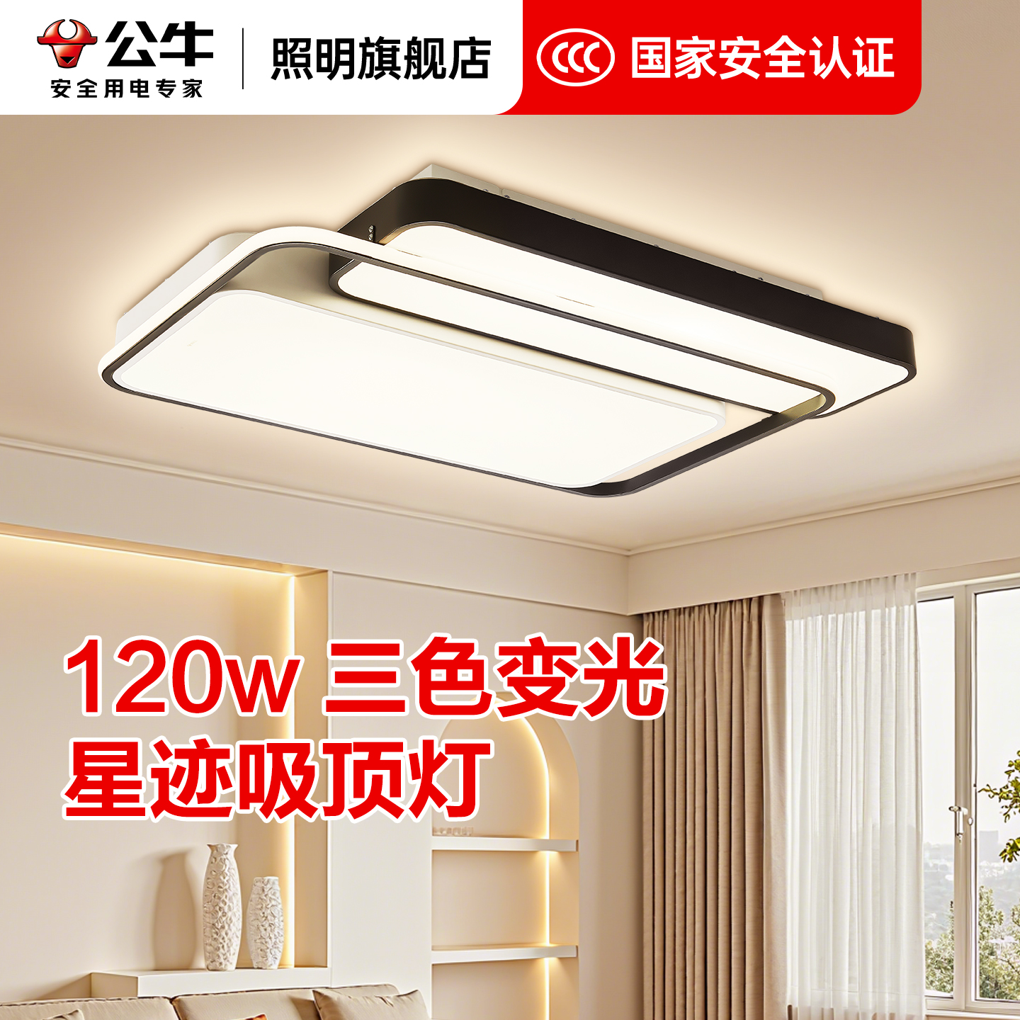 公牛现代简约客厅主灯高端大气