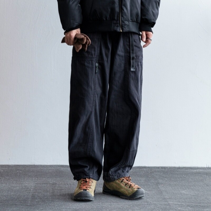 美式潮牌复古直筒工装裤男春秋季基础百搭宽松束脚阔腿休闲长裤子