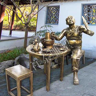 步行商业街铜人雕塑仿古民俗人物雕塑景观摆件玻璃钢仿铜人物雕塑
