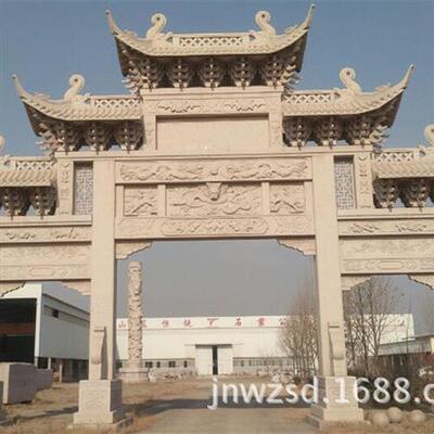 石刻村门头牌坊图片村庄入口石牌坊厂公墓牌坊石雕制作