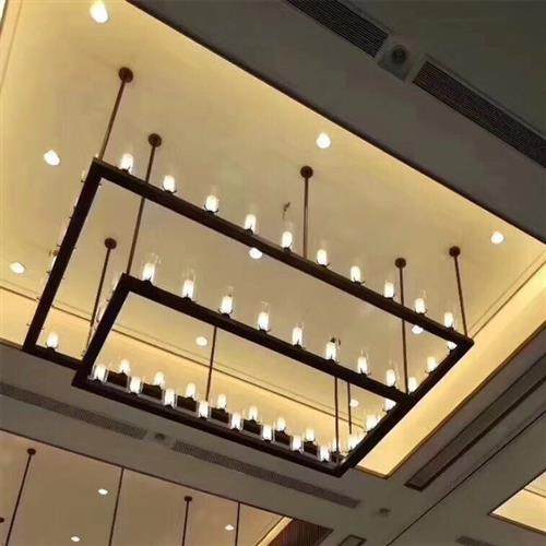 新中式吊灯别墅会所酒店大堂会议室宴会厅样板房软装长方形框吊灯,家装灯饰光源,客厅吊灯,淘宝优惠券,粉丝福利购,淘宝优惠卷