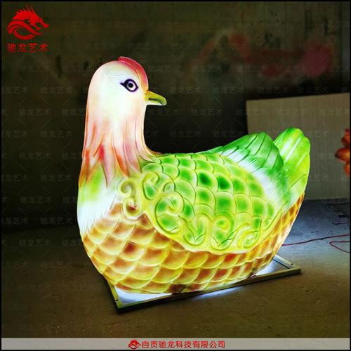 防水发光玻璃钢灯模型动物摆件鸳鸯内透光树脂彩灯室外夜游装置