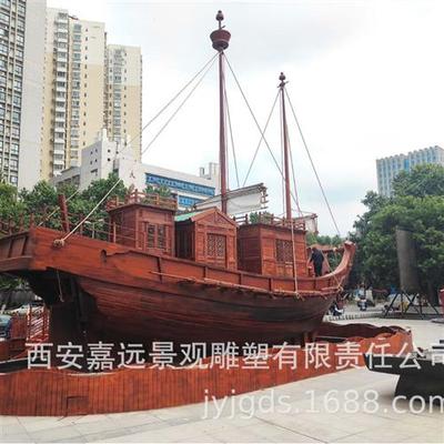 大型玻璃钢仿古船(遣隋使号)西安雕塑厂家生产西安大唐西市古船